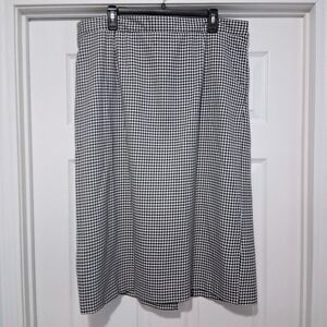 Vintage Tofy Pencil Skirt Plus Size Knee Length Black White Gingham Check Plaid